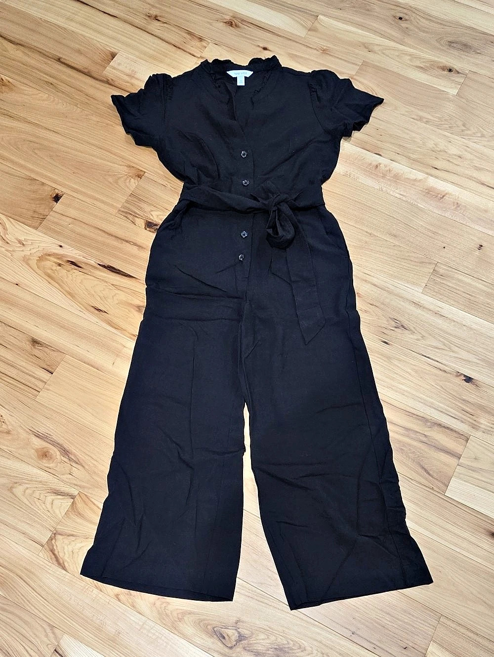 Nine West Black Rayon Wide-Leg Jumpsuit Size XS